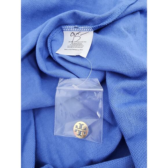Tory Burch Blue Lydia Ruffle Polo Shirt Women's Size Medium - Picture 7 of 8